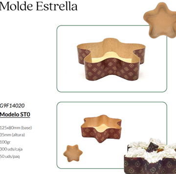 Imagen de Molde Estrella Rigido 100 gr (50 ud) ST0